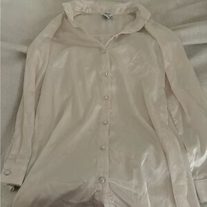 Cream Satin Blouse Dress